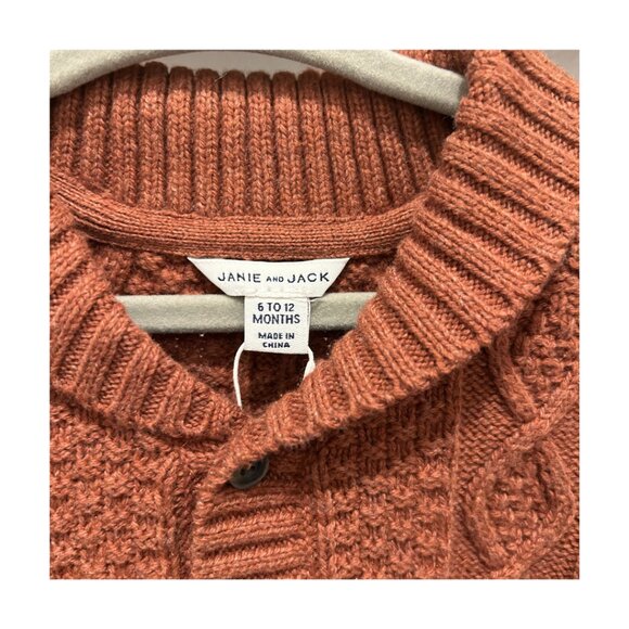 Janie and Jack Cable-Knit Cardigan Button Down Sweater Rust Size 6-12 Months - Picture 4 of 7